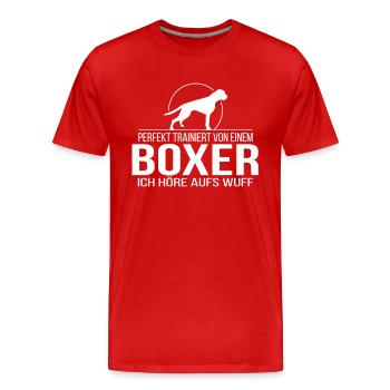 BOXER wuff - Männer Premium Bio T-Shirt - Rot - Vorne - Damien (186cm)