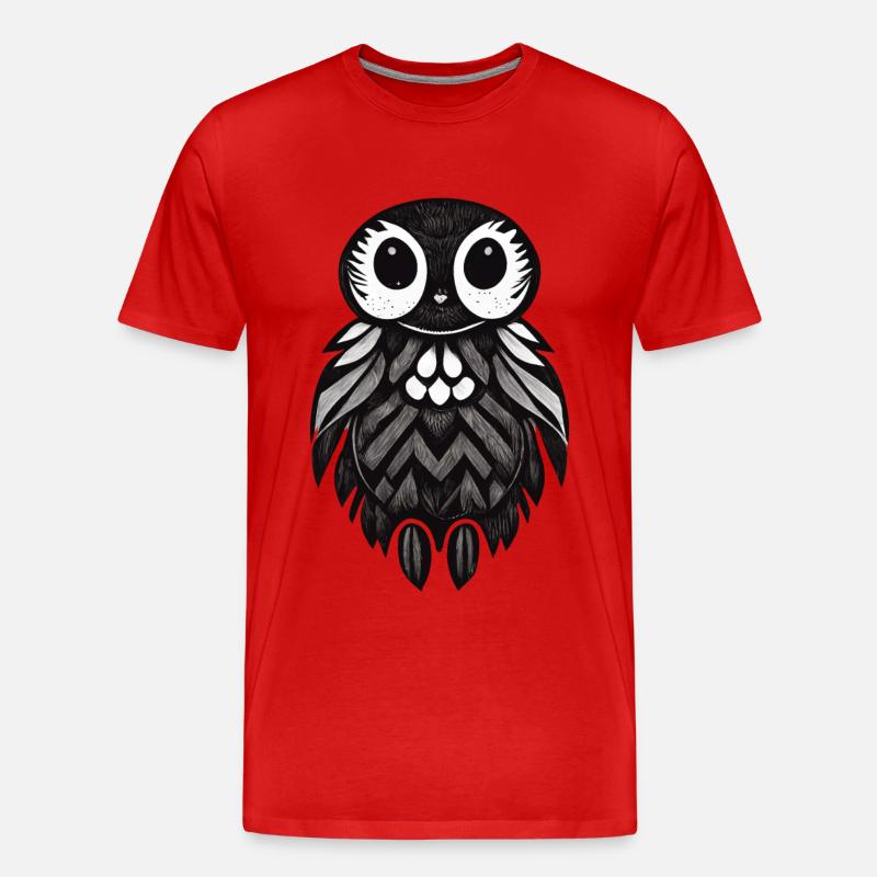 Eule Illustration Psychedelisch Minimal Trance - Männer Premium Bio T-Shirt - Rot