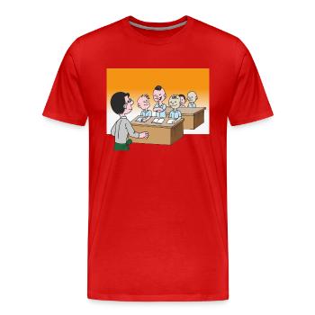 Schüler in der Klasse in der Schule - Männer Premium Bio T-Shirt - Rot - Vorne - Damien (186cm)