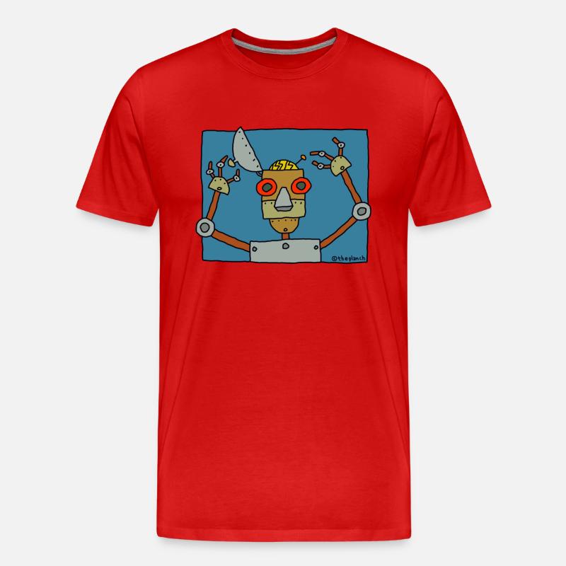 der Roboter - Männer Premium Bio T-Shirt - Rot