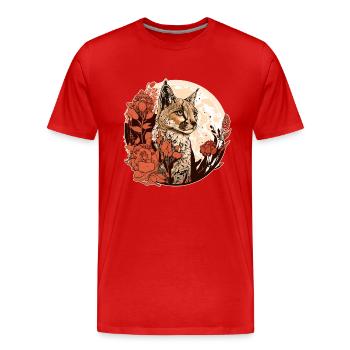 Luchs - Männer Premium Bio T-Shirt - Rot - Vorne - Damien (186cm)