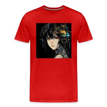 Anime Augen Digital - Männer Premium Bio T-Shirt - Rot - Vorne - Damien (186cm)