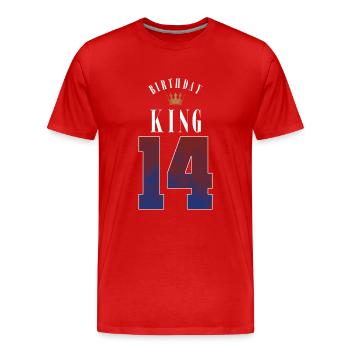 Anniversaire Roi 14 Ans 14ème Cadeau d’Anniversaire - T-shirt bio Premium Homme - rouge - Devant - Damien (186cm)