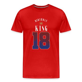 Anniversaire Roi 18 Ans 18ème Cadeau d’Anniversaire - T-shirt bio Premium Homme - rouge - Devant - Damien (186cm)