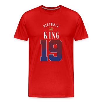 Anniversaire Roi 19 ans 19ème cadeau d’anniversaire - T-shirt bio Premium Homme - rouge - Devant - Damien (186cm)