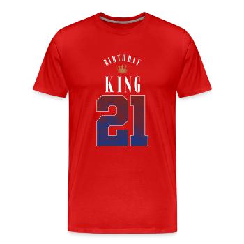 Anniversaire Roi 21 ans 21e anniversaire Cadeau - T-shirt bio Premium Homme - rouge - Devant - Damien (186cm)
