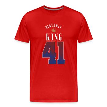 Anniversaire Roi 41 ans 41e cadeau d’anniversaire - T-shirt bio Premium Homme - rouge - Devant - Damien (186cm)