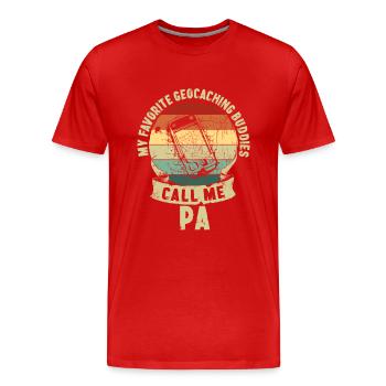 Geocaching Buddies Vatertag Vater Kinder Geschenk - Männer Premium Bio T-Shirt - Rot - Vorne - Damien (186cm)