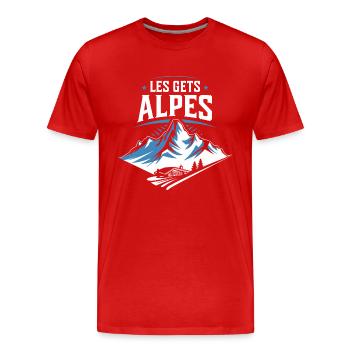 Les Gets - Alpes - T-shirt bio Premium Homme - rouge - Devant - Damien (186cm)