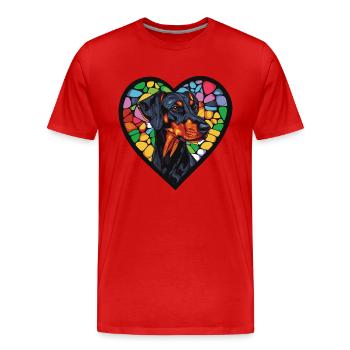 Doberman Chien Coeur Chien Amour - T-shirt bio Premium Homme - rouge - Devant - Damien (186cm)