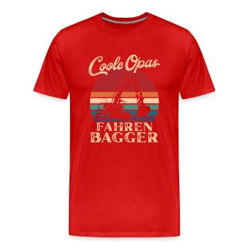 Coole Opas fahren Bagger Retro Großvater - Männer Premium Bio T-Shirt - Rot - Vorne - Damien (186cm)