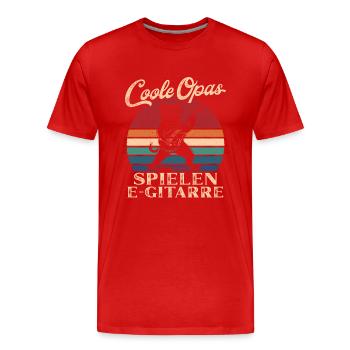 Cool Grandpas Playing Electric Guitar Retro Grandpa - Men's Premium Organic T-Shirt - red - Front - Damien (186cm)