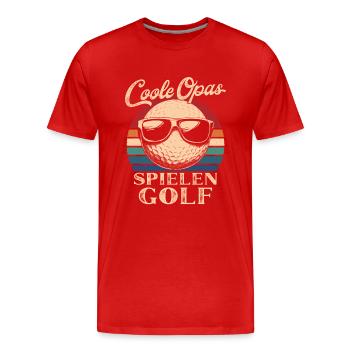 Cool Grandpas Playing Golf Retro Grandfather - Men's Premium Organic T-Shirt - red - Front - Damien (186cm)