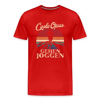 Cool Grandpas Walking Jogging Retro Grandpa - Men's Premium Organic T-Shirt - red - Front - Damien (186cm)