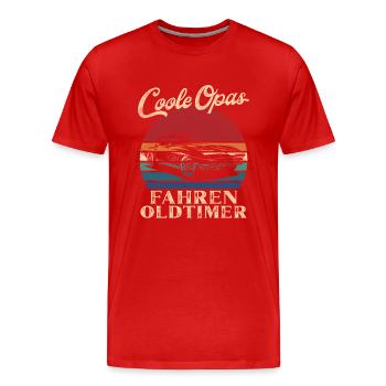 Coole Opas fahren Oldtimer Retro Großvater - Männer Premium Bio T-Shirt - Rot - Vorne - Damien (186cm)