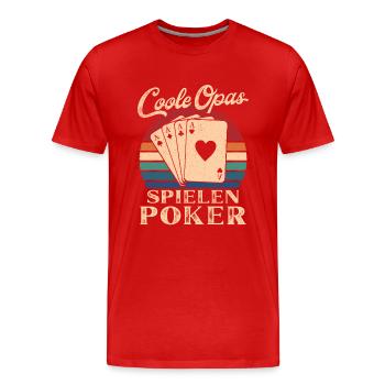 Cool Papy Jouant Au Poker Rétro Papy - T-shirt bio Premium Homme - rouge - Devant - Damien (186cm)