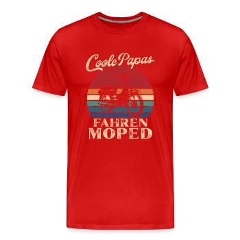 Cool Dads Driving Moped Retro Dad Gift - Men's Premium Organic T-Shirt - red - Front - Damien (186cm)