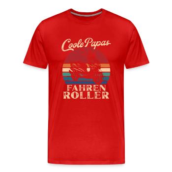 Coole Papas fahren Roller Retro Vater Geschenk - Männer Premium Bio T-Shirt - Rot - Vorne - Damien (186cm)