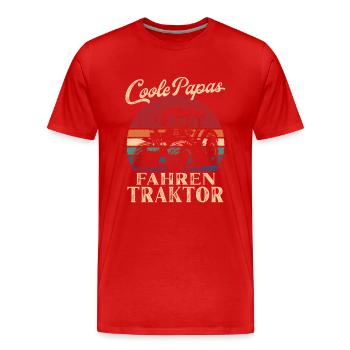 Cool Dappas Conduisant Tracteur Rétro Papa Cadeau - T-shirt bio Premium Homme - rouge - Devant - Damien (186cm)