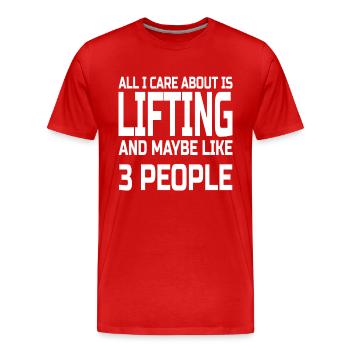 Care about lifting - Men's Premium Organic T-Shirt - red - Front - Damien (186cm)