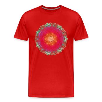 Mandala - Männer Premium Bio T-Shirt - Rot - Vorne - Damien (186cm)