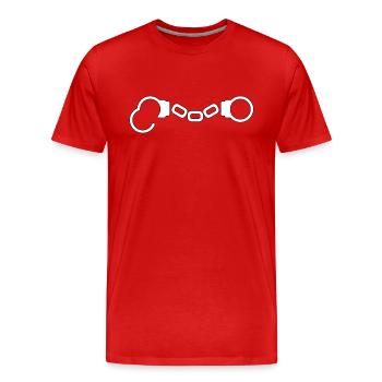 Handfesseln Handschellen Hanschelle Polizei - Männer Premium Bio T-Shirt - Rot - Vorne - Damien (186cm)
