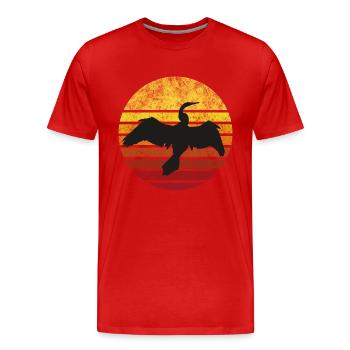 Cormoran au coucher du soleil - T-shirt bio Premium Homme - rouge - Devant - Damien (186cm)