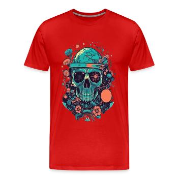 vecteur psychédélique crâne illustration magie Design - T-shirt bio Premium Homme - rouge - Devant - Damien (186cm)