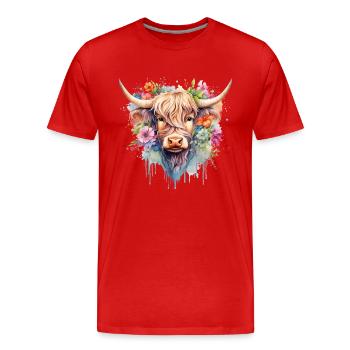 Personalisierte Highland Cow-Niedliche Highland Cow Mädchen - Männer Premium Bio T-Shirt - Rot - Vorne - Damien (186cm)