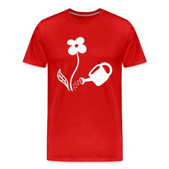 Blumen gießen - line - Männer Premium Bio T-Shirt - Rot - Vorne - Damien (186cm)