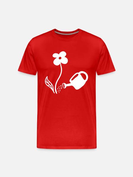 Blumen gießen - line - Männer Premium Bio T-Shirt - Rot