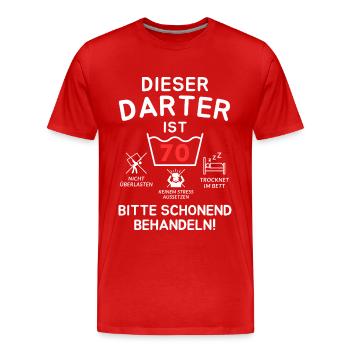 Dieser Darter ist 70. Schonend behandeln - Männer Premium Bio T-Shirt - Rot - Vorne - Damien (186cm)