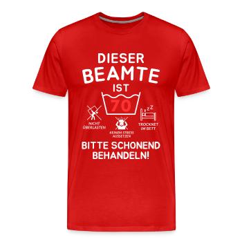 Dieser Beamter ist 70. Schonend behandeln - Männer Premium Bio T-Shirt - Rot - Vorne - Damien (186cm)