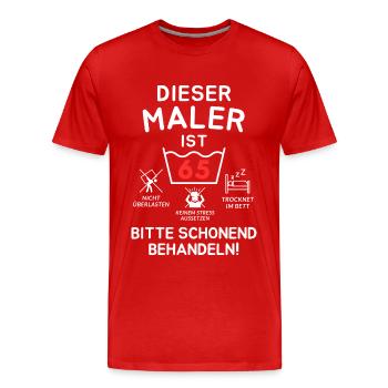 Dieser Maler ist 65. Schonend behandeln - Männer Premium Bio T-Shirt - Rot - Vorne - Damien (186cm)