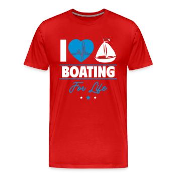 I love boating – passion for life - Men's Premium Organic T-Shirt - red - Front - Damien (186cm)