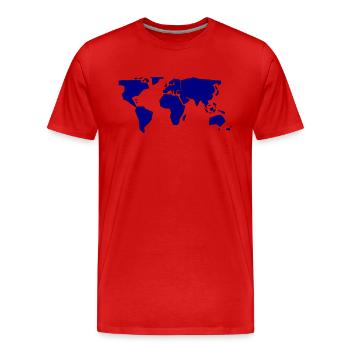 Weltkarte Navy Blau - Männer Premium Bio T-Shirt - Rot - Vorne - Damien (186cm)
