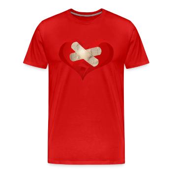broken heart Gebrochenes Herz mit Pflaster - Männer Premium Bio T-Shirt - Rot - Vorne - Damien (186cm)