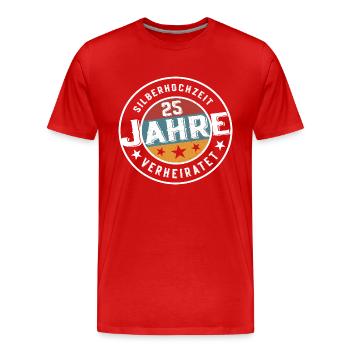 Silberhochzeit 25 Jahre Verheiratet Hochzeit - Männer Premium Bio T-Shirt - Rot - Vorne - Damien (186cm)