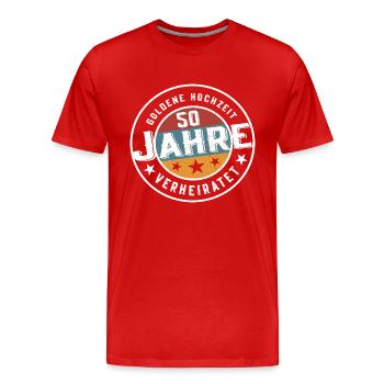 Goldene Hochzeit 50 Jahre verheiratet Hochzeit - Männer Premium Bio T-Shirt - Rot - Vorne - Damien (186cm)