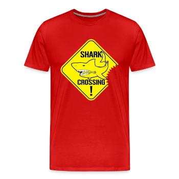 Shark Crossing Warning Signs - Men's Premium Organic T-Shirt - red - Front - Damien (186cm)
