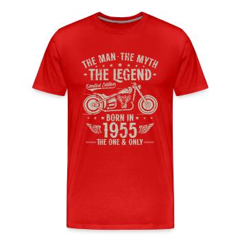 1955 Vintage homme mythe légende moto - T-shirt bio Premium Homme - rouge - Devant - Damien (186cm)