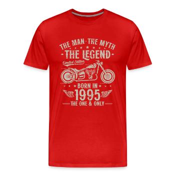 1995 Vintage Man Myth Legend Motorcycle - Men's Premium Organic T-Shirt - red - Front - Damien (186cm)