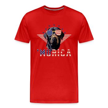 Labrador Sunglasses Murica Flag Gift - Men's Premium Organic T-Shirt - red - Front - Damien (186cm)