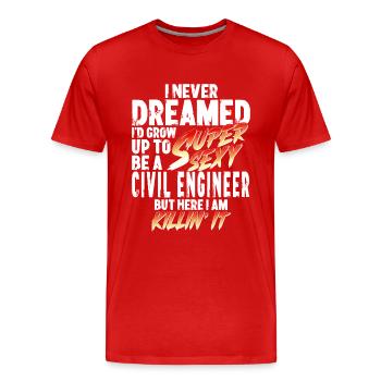 Super Sexy Ingénieur Civil Génie Civil Cadeau - T-shirt bio Premium Homme - rouge - Devant - Damien (186cm)