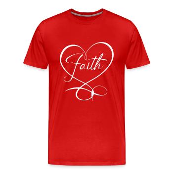 Faith Herz Christen Religion Christ Geschenk - Männer Premium Bio T-Shirt - Rot - Vorne - Damien (186cm)