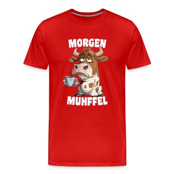 Morning Grouch Morning Muhffel Coffee Funny Cow - Men's Premium Organic T-Shirt - red - Front - Damien (186cm)