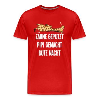 girafe drôle dire dents brossées bonne nuit - T-shirt bio Premium Homme - rouge - Devant - Damien (186cm)
