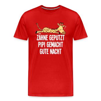 Dents brossées Bonne nuit girafe endormie - T-shirt bio Premium Homme - rouge - Devant - Damien (186cm)