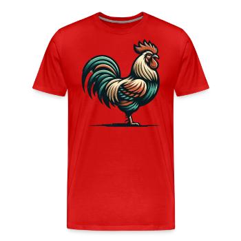 Breloque Coq Rustique - T-shirt bio Premium Homme - rouge - Devant - Damien (186cm)