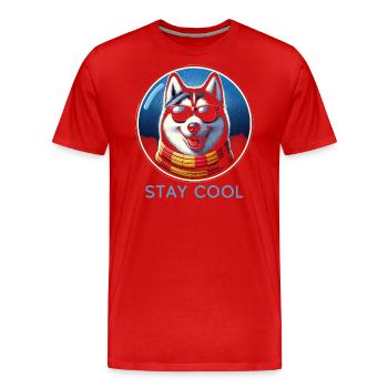 Cool Husky Shades - Men's Premium Organic T-Shirt - red - Front - Damien (186cm)